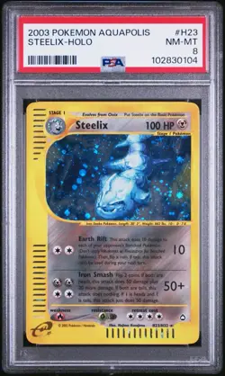 2003 Pokemon Steelix Aquapolis Holo Rare #H23 PSA 8 POP 190 - Image 1