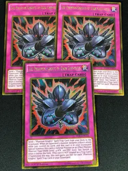 YUGIOH THE PHANTOM KNIGHTS OF DARK GAUNTLETS PGL3-EN016 1ST GOLD X3(NM) - Image 1