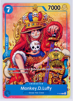 Monkey D. Luffy Alt Art P-043 2nd Anniversary Stamp Promo One Piece NM Read - Image 1