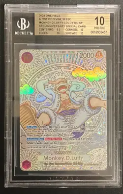 BGS 10 One Piece Monkey.D.Luffy Gold Foil SP OP05-119 Fist of Divine Speed - Image 1