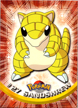 Sandshrew #27 - BLUE LOGO - NON-HOLO - SERIES 1 - TOPPS POKEMON CARD - Image 1
