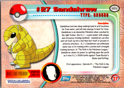 Sandshrew #27 - BLUE LOGO - NON-HOLO - SERIES 1 - TOPPS POKEMON CARD - Image 2