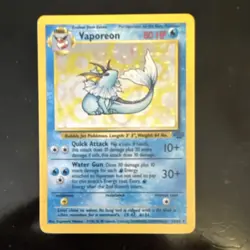 Pokemon Vaporeon 12/64 Jungle Holo Rare English HP80 1999 Wizards Stage 1 Card - Image 1