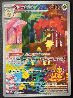Pokemon TCG Sawsbuck Temporal Forces Illustration Rare Card 166/162 NM Condition - Image 1