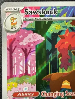Pokemon TCG Sawsbuck Temporal Forces Illustration Rare Card 166/162 NM Condition - Image 2