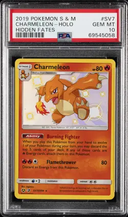 2019 POKEMON SUN & MOON HIDDEN FATES #SV7 CHARMELEON-HOLO PSA 10 - Image 1