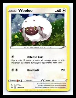 💥 Wooloo SWSH011 Cosmos Homo Promo SWSH Black Star Pokemon 2019 - Image 1