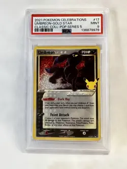 Pokemon Umbreon Gold Star PSA 9 Holo Celebrations Classic Collection 17/17 - Image 1