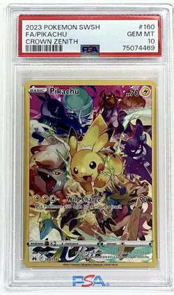 2023 POKEMON SWORD & SHIELD CROWN ZENITH #160 FULL ART/PIKACHU PSA 10 - Image 1