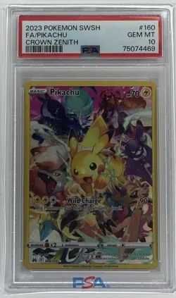 2023 POKEMON SWORD & SHIELD CROWN ZENITH #160 FULL ART/PIKACHU PSA 10 - Image 2