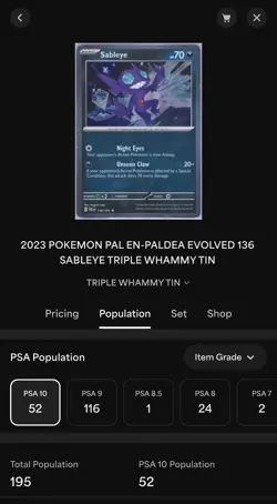 2023 POKEMON PAL EN SABLEYE #136 COSMO HOLO TRIPLE WHAMMY TIN PSA 10 POP 52 - Image 4