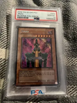 2002 Yu-Gi-Oh! Jinzo Reverse Foil Error Misprint PSV Pharaoh's Servant PSA 10 - Image 2