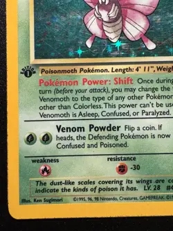 1st Edition Venomoth 13/64 Jungle Pokemon Card Holo Foil Rare HP - Image 5