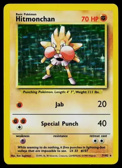 Pokemon Card - Hitmonchan Base Set 7/102 Holo Rare - Image 1