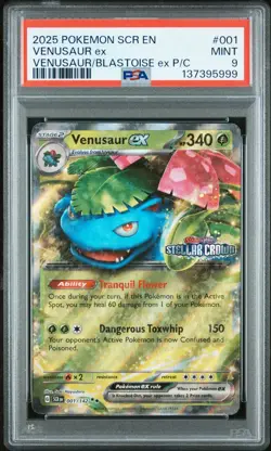 Pokemon TCG Venusaur ex 001/142 Stellar Crown Stamped Promo Card - PSA 9 MINT - Image 1