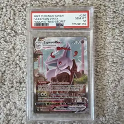 Espeon Vmax PSA 10 Fusion Strike Alt Art Pokemon Card 270/264 Full Art 2021 FA - Image 1