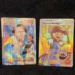 Pokemon Fossil Researcher & Pokemon Breeder Holo Lot 2 Cards XY Shining Legends - Image 1
