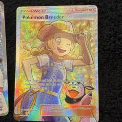 Pokemon Fossil Researcher & Pokemon Breeder Holo Lot 2 Cards XY Shining Legends - Image 2