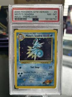 Pokemon Gym Heroes Misty's Seadra Holo Prerelease PSA 8 9/132 2000 TCG Card - Image 1