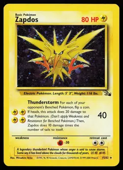 Zapdos 15/62 Cosmos Holo Fossil Pokemon Card - Image 1