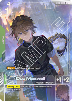 Gundam Card Game - DUO MAXWELL - GD01-090 R+ - Alt Art - English - Image 1