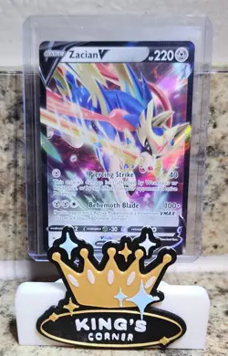 Pokemon 2 Card V Lot, Zamazenta v #98, Zacian #95 Crown Zenith - Image 3