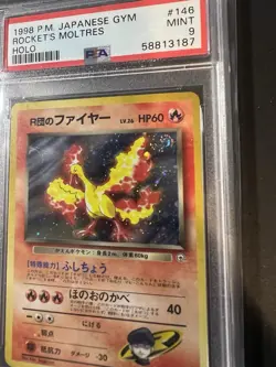 Pokemon TCG 1998 Japanese Gym Rocket's Moltres 146 Holo Rare PSA 9 SWIRL - Image 2
