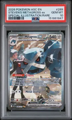 2026 POKEMON ASC SPECIAL ILLUSTRATION RARE #289 STEVEN'S METAGROSS EX PSA 10 - Image 1