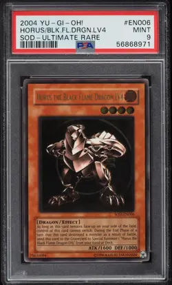 2004 YUGIOH SOD-EN006 HORUS BLACK FLAME DRAGON LV4 ULTIMATE PSA 9 MINT #56868971 - Image 3