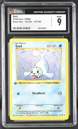 CGC 9 MINT Seel 1999 Base Set Shadowless 1st Edition 41/102 Pokemon Card - Image 1