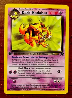 💥 1st Edition Dark Kadabra Non Holo WOTC Pokemon Card 39/82 Rocket Set 1999 - Image 1