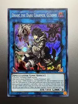 Yugioh - Dharc The Dark Charmer, Gloomy Super Rare BACH-EN049, Near Mint, 1st Ed - Image 1