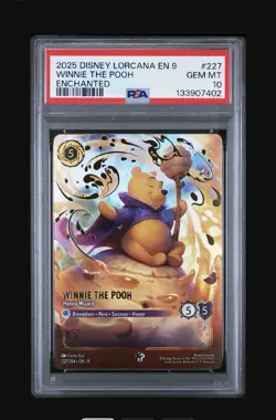 2025 DISNEY LORCANA EN 9-FABLED ENCHANTED WINNIE THE POOH - HUNNY WIZARD PSA 10 - Image 1