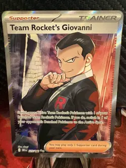 Pokemon TCG Team Rocket’s Giovanni 225/182 Full Art Trainer NM - Image 1