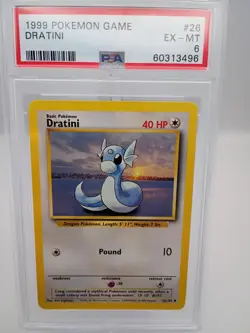 Pokemon Base Set Dratini 026/102 PSA 6 Regular English 1999 - Image 1