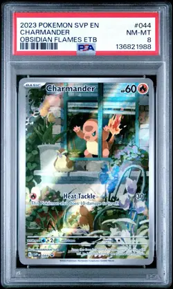 2023 Pokemon SVP EN Charmander Obsidian Flames ETB Promo #044 PSA 8 - Image 1