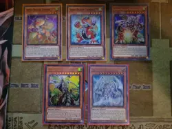 YUGIOH ARMED DRAGON THUNDER LV3 + LV5 + LV7 + LV10 + LV10 WHITE ULTRA 1ST ED NM - Image 1