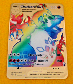 Rainbow Charizard VMAX - Gold Metal Pokemon Card HP330 - Image 1