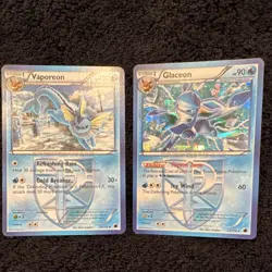 Pokemon Vaporeon & Glaceon Team Plasma Holo Regular Card Lot 2 Cards English - Image 1