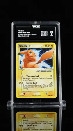 Pokemon Gold Star Pikachu Holo Card 2006 TAG 9 #104/110, EX Holon Phantoms PSA - Image 1