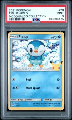 2021 POKEMON MCDONALD'S COLLECTION #20 PIPLUP-HOLO PSA 9 - Image 1