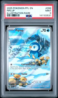 2025 POKEMON PFL EN-PHANTASMAL FLAMES ILLUSTRATION RARE #098 PIPLUP PSA 9 - Image 1