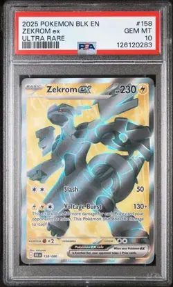 2025 Pokemon BLK EN- Black Bolt ULTRA RARE #158 ZEKROM EX PSA 10 GEM MINT - Image 1