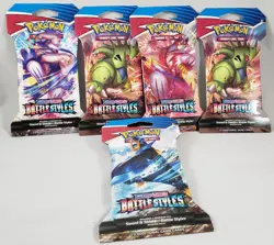 Lot of 5 Pokemon Mixed TCG Sword and Shield Battle Styles Booster Packs - Sealed - Image 1