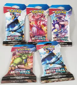 Lot of 5 Pokemon Mixed TCG Sword and Shield Battle Styles Booster Packs - Sealed - Image 2