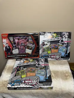 Pokemon TCG SV Black/white Poster Collection Set Of 2 And Team Rocket Mewtwo - Image 1
