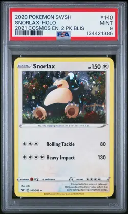 2020 POKEMON SWORD & SHIELD #140 SNORLAX-HOLO PSA 9 - Image 1
