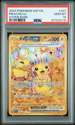 2024 Pokemon SSP EN Pikachu Ex Hyper Rare #247 Psa 10 - Image 1