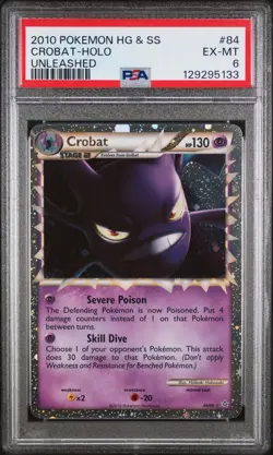 2010 POKEMON HEARTGOLD & SOULSILVER UNLEASHED #84 CROBAT-HOLO PSA 6 - Image 1