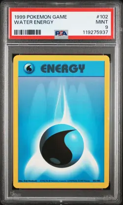1999 POKEMON BASE SET UNLIMITED #102 WATER ENERGY PSA 9 - Image 1